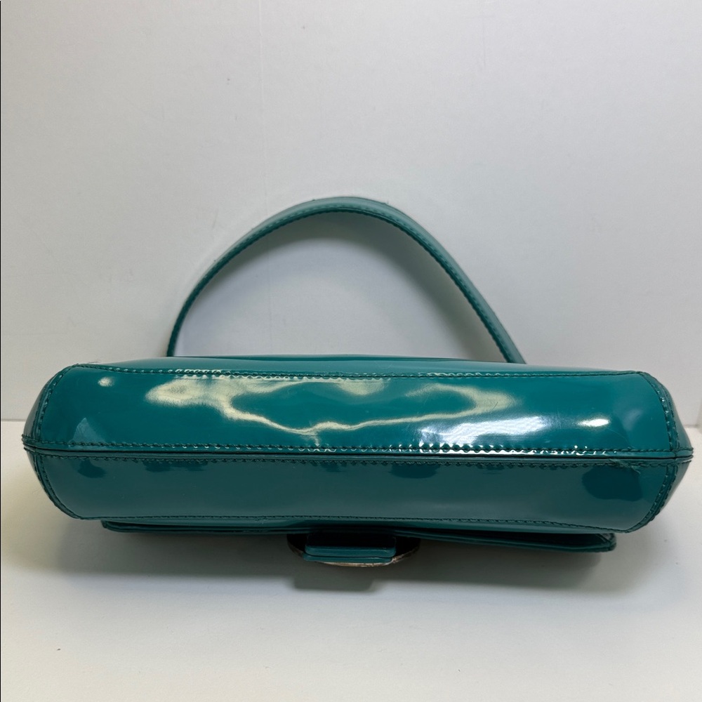 Ann Taylor Patent Teal Shoulder Bag with Buckle - Picture 10 of 15